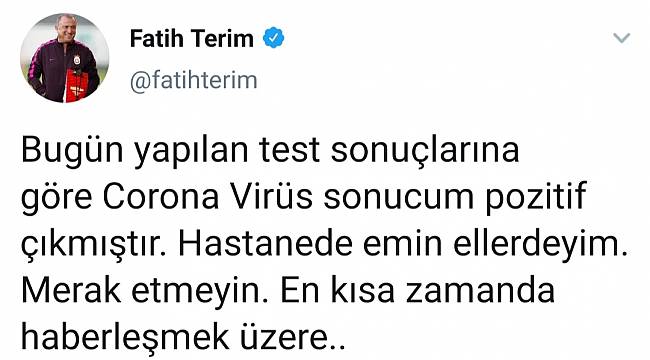 Fatih Terim'de Koronavirüs'e Yakalandı